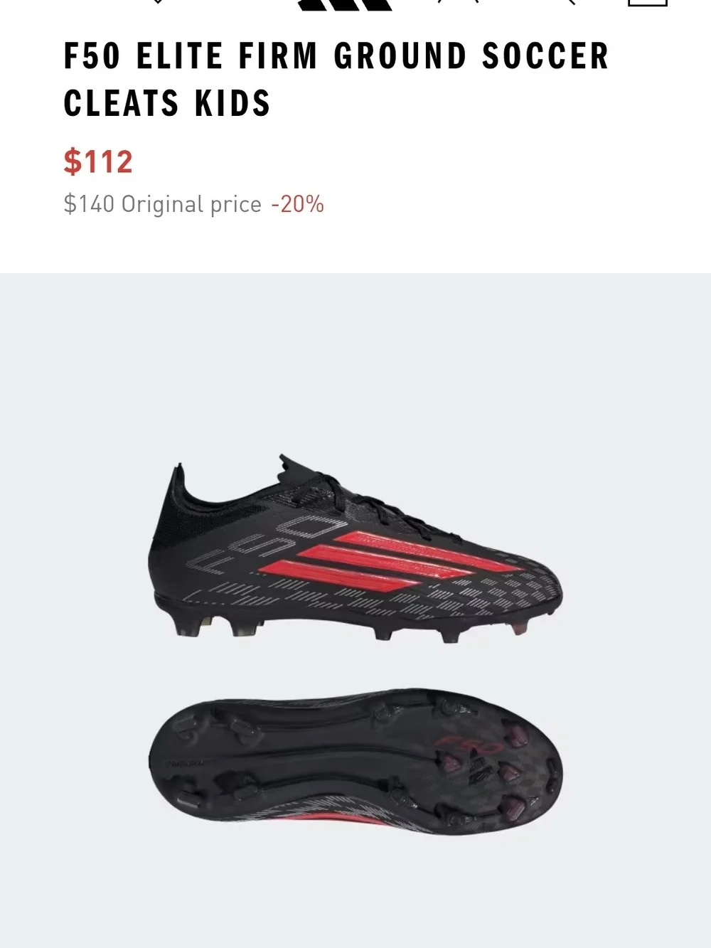 Adidas Women’s Black & Red Soccer Cleats - F50 Elite FG
